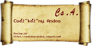 Csákány Andos névjegykártya